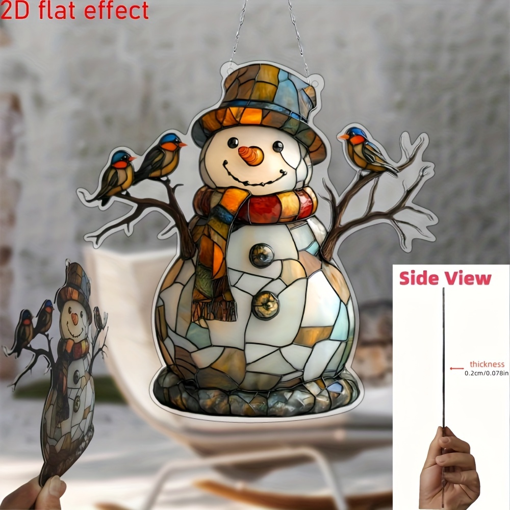 TEMU 2d Flat - [2d Flat] 2d Plane, 2d Plane Art Decoration Acrylic Snowman, Multifunctional Installation, Ideal Gift For Christmas And New Year, Best