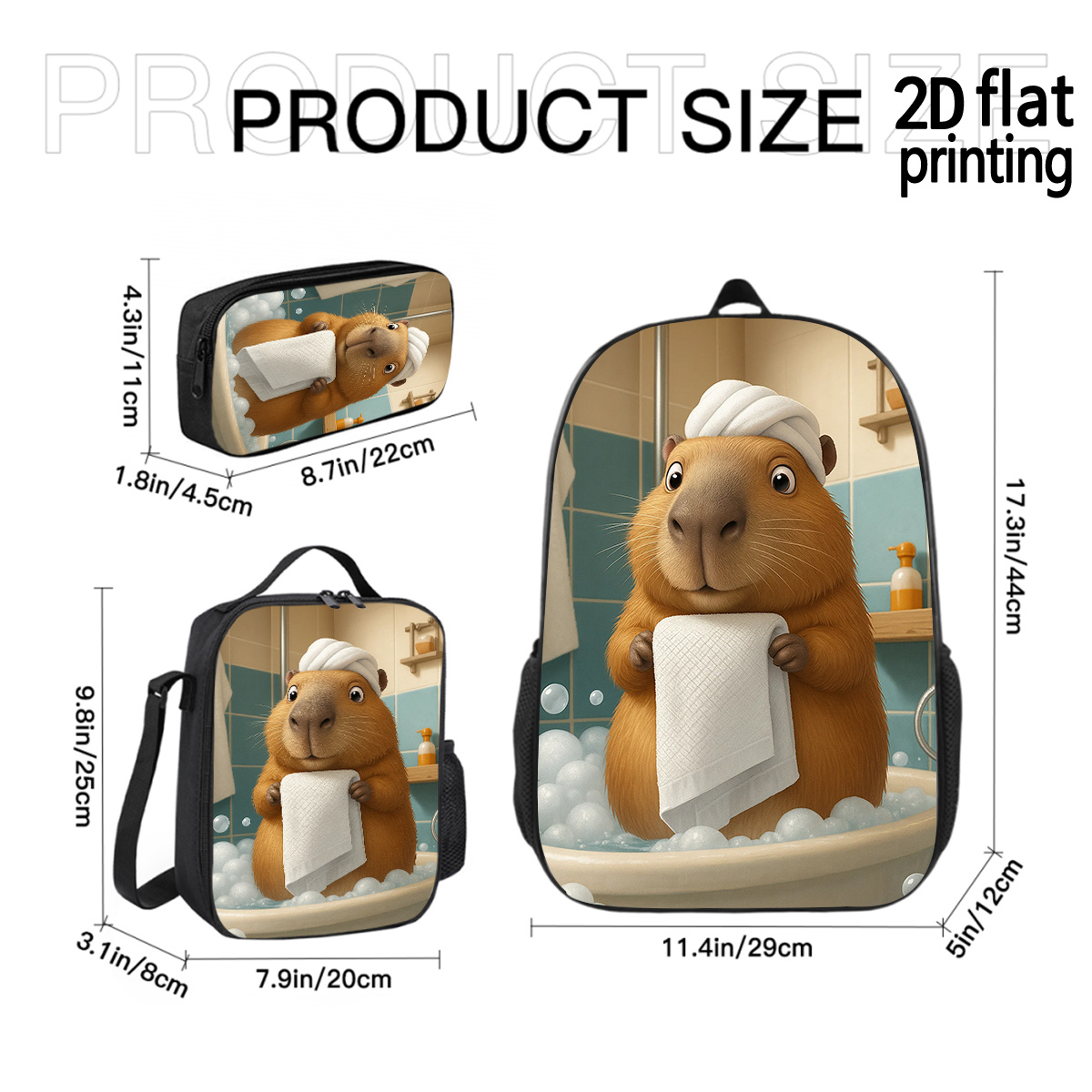 3pcs Backpack, Crossbody Bag & Pencil Case Bundle - Lightweight Outdoor School & Travel Set with Adjustable Straps, Compatible for //Students - Polyester Bookmarks the (Ideal /Holiday Gift), for Teenager