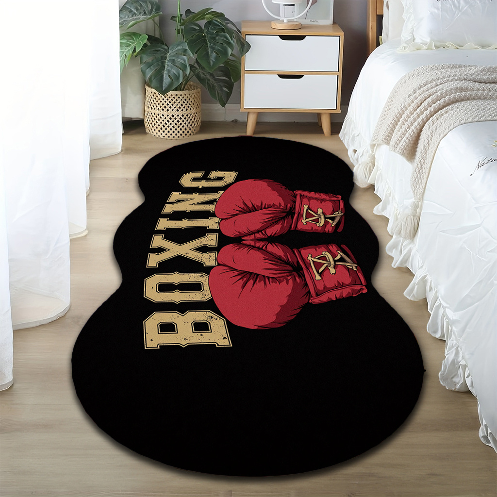 TEMU 1 tapis avec un motif de style boxe, durable et confortable, antidérapant et lavable en machine, adapté à une utilisation intérieure dans toute