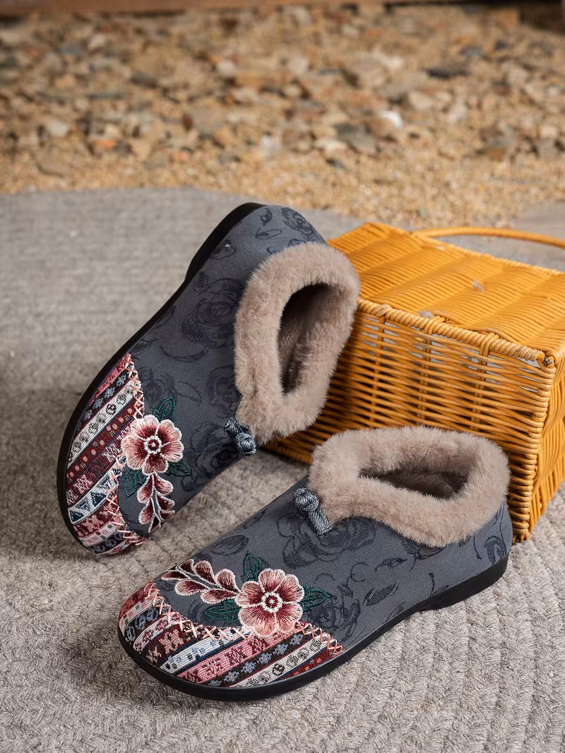 womens low heel floral pattern slippers light green pink soft fabric and lining thickened shock absorbing insole comfortable indoor outdoor house shoes hand pull plush slipper wear for women women shoes for fall wide width boots for women designer shoes for women low heel boots for women Product details 22