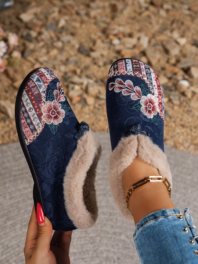 womens low heel floral pattern slippers light green pink soft fabric and lining thickened shock absorbing insole comfortable indoor outdoor house shoes hand pull plush slipper wear for women women shoes for fall wide width boots for women designer shoes for women low heel boots for women Product details 31