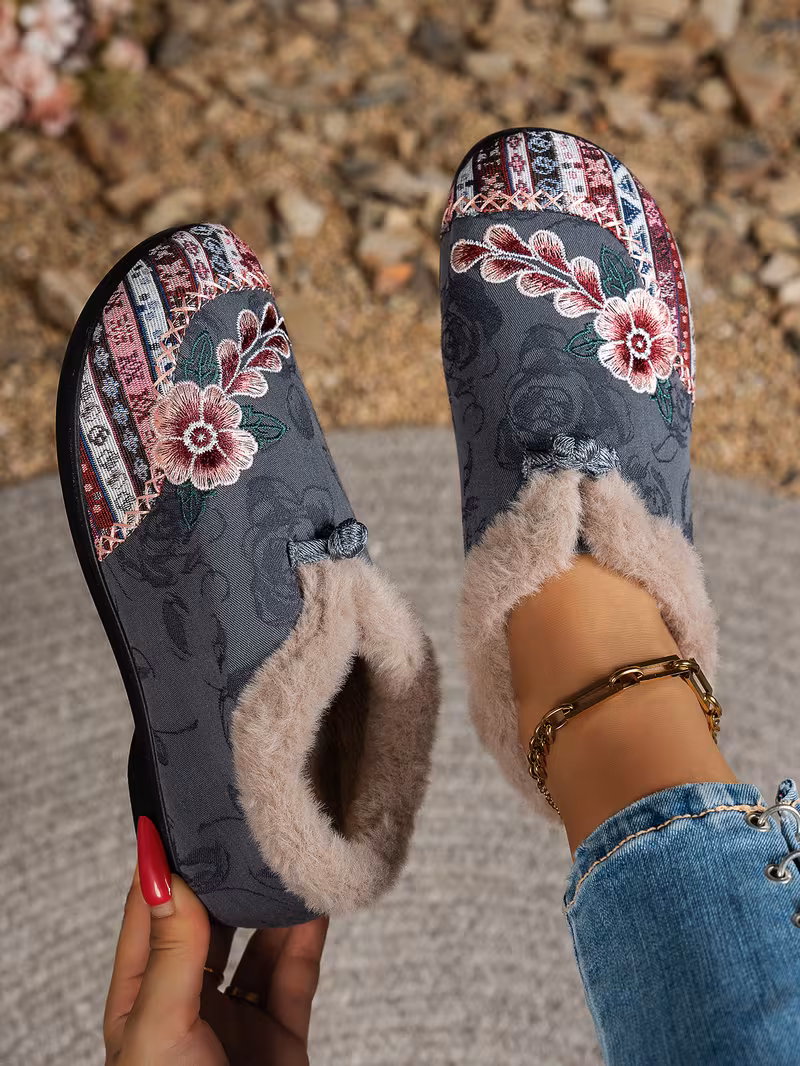 womens low heel floral pattern slippers light green pink soft fabric and lining thickened shock absorbing insole comfortable indoor outdoor house shoes hand pull plush slipper wear for women women shoes for fall wide width boots for women designer shoes for women low heel boots for women Product details 19