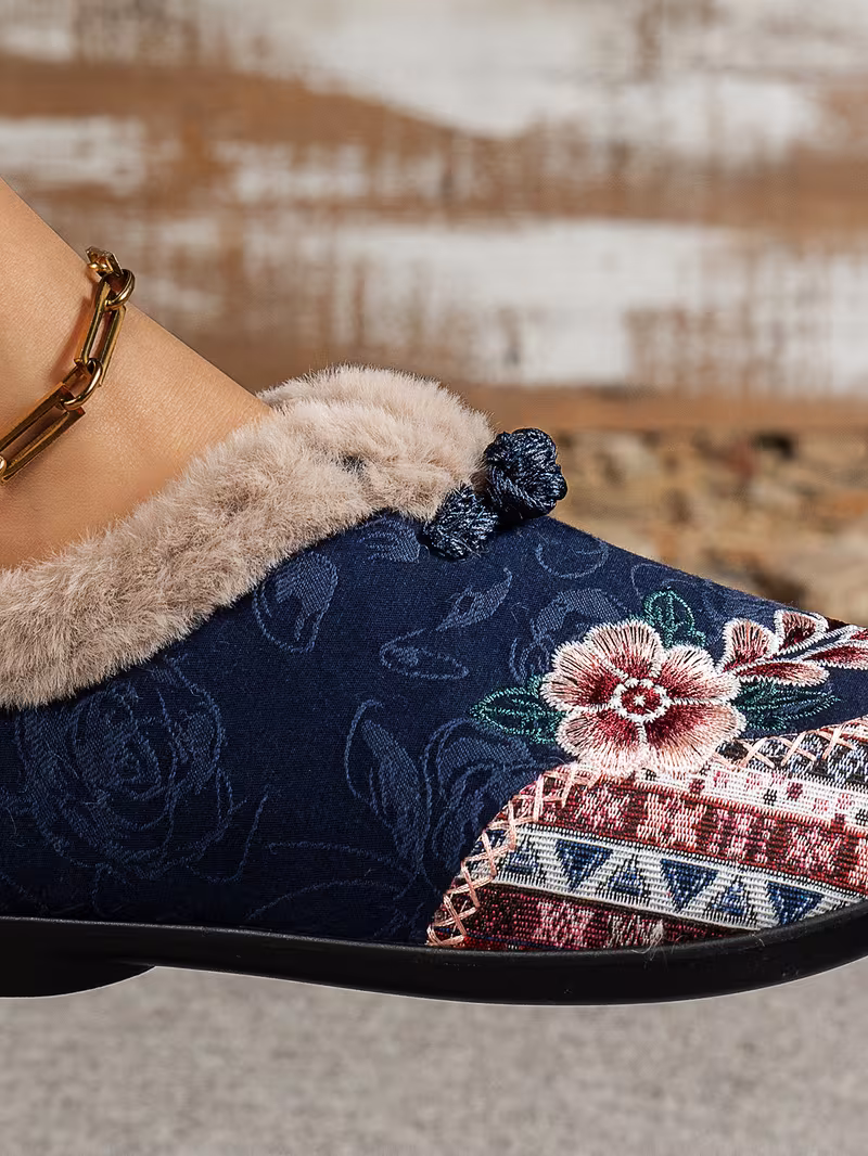 womens low heel floral pattern slippers light green pink soft fabric and lining thickened shock absorbing insole comfortable indoor outdoor house shoes hand pull plush slipper wear for women women shoes for fall wide width boots for women designer shoes for women low heel boots for women Product details 35