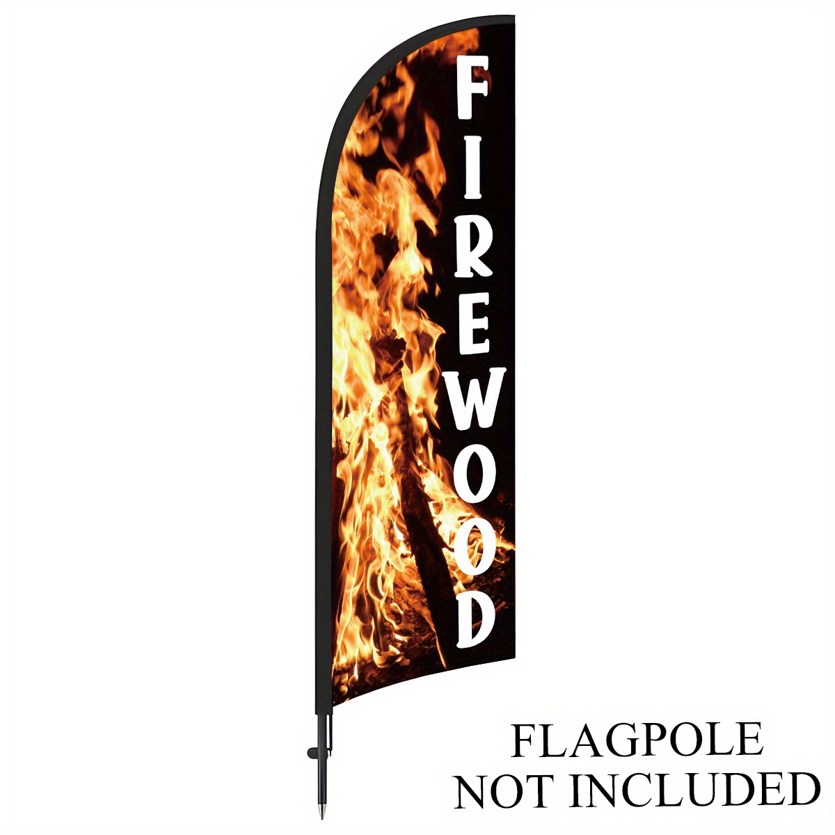 TEMU 1pc Firewood Promotional Flag Knife Flag, A Decorative Advertising Flag With A Flame, Suitable For Commercial Places Such As Lumber Shops, Easy