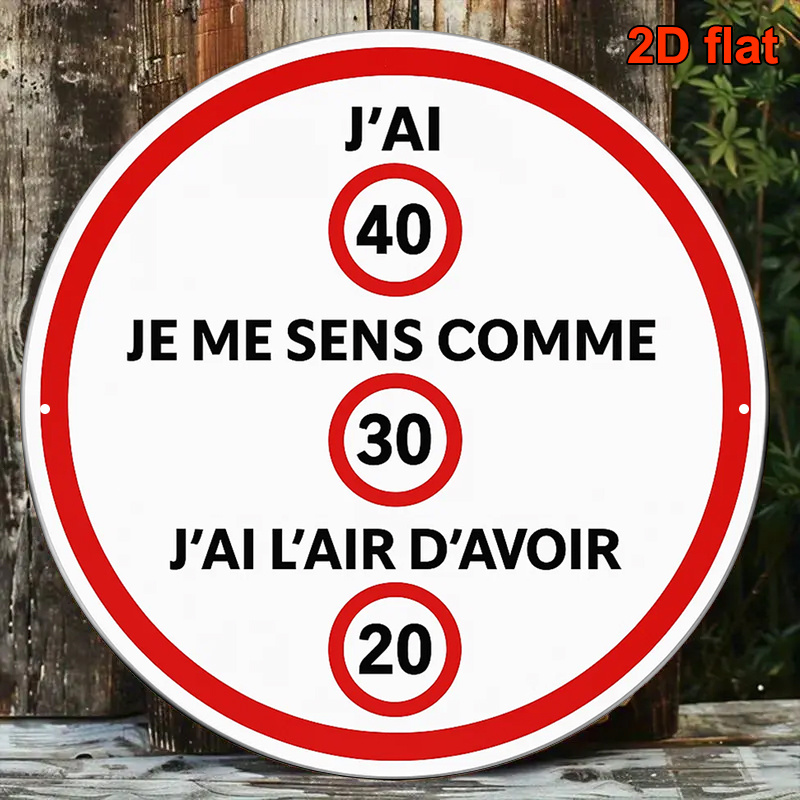 TEMU Plaque de décoration d'anniversaire française 2D plate, 1 pièce - "40 ans mais on dirait 20" - Plaque de numéro française vintage - Style limite