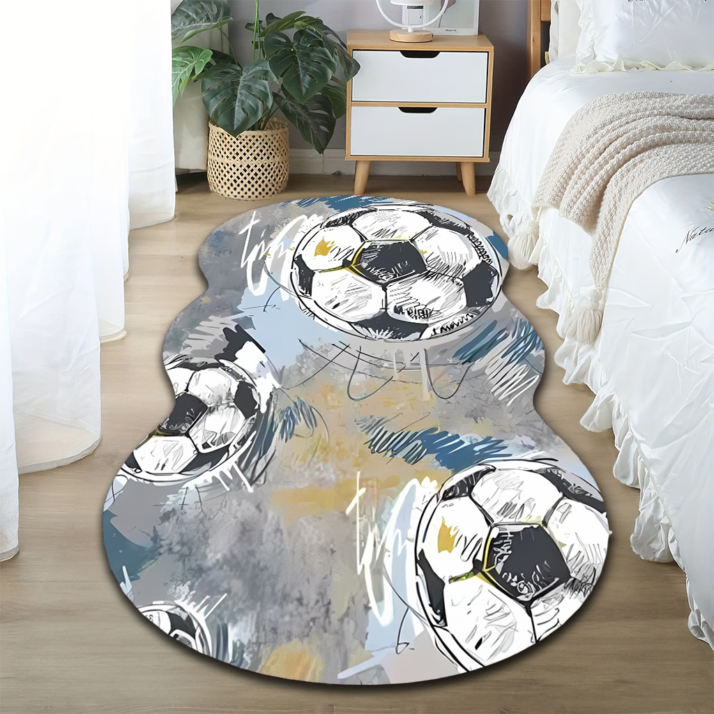 TEMU 1pc Of Velvet Carpet, Abstract With A Football Theme, Durable And Comfortable, Non-slip And Machine Washable, Suitable For Indoor/room Use, For