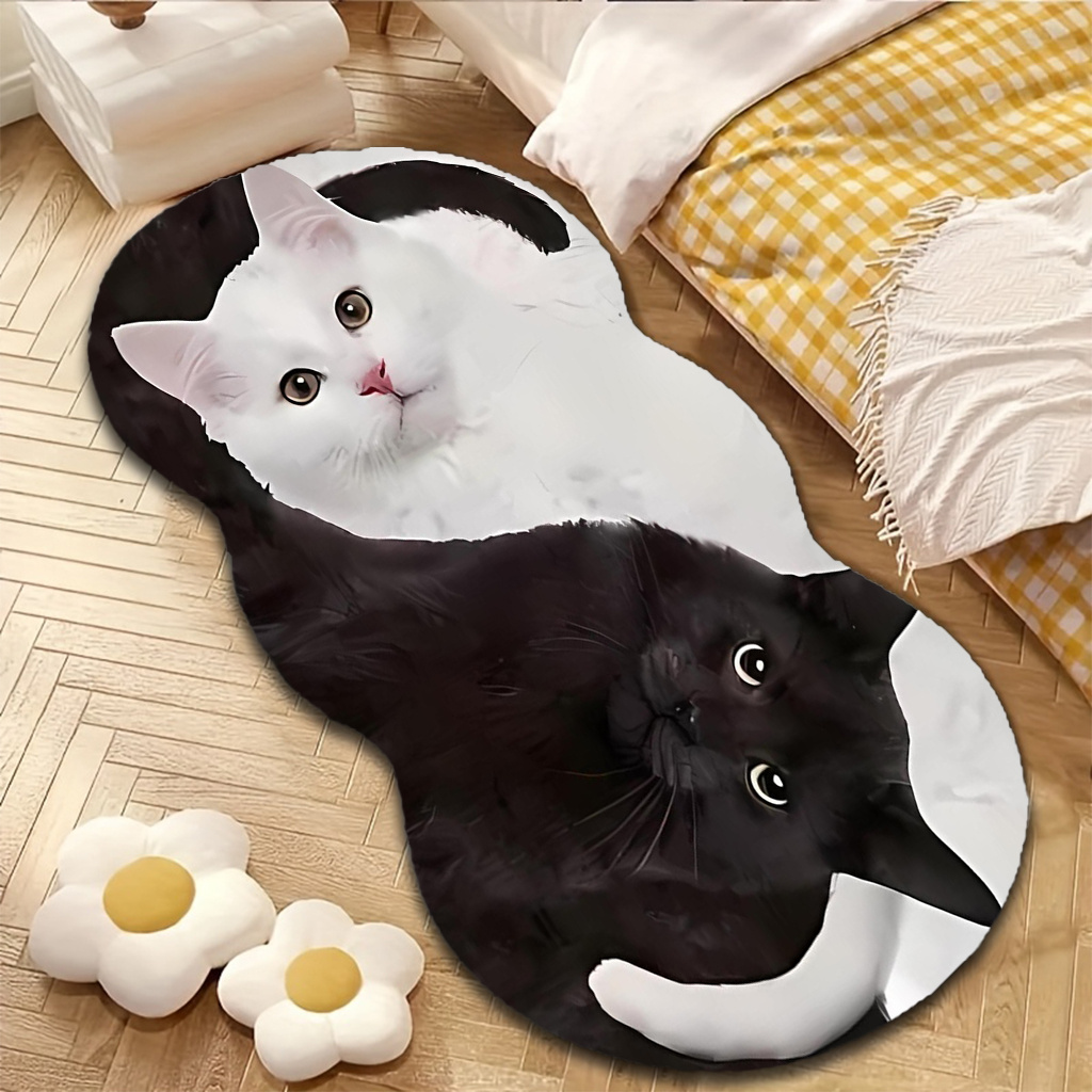 TEMU 1pc Velvet Rug With Adorable Cat Pattern, Durable And Comfortable Carpet, Non-slip And Machine Washable, Suitable For Indoor/room Use, For