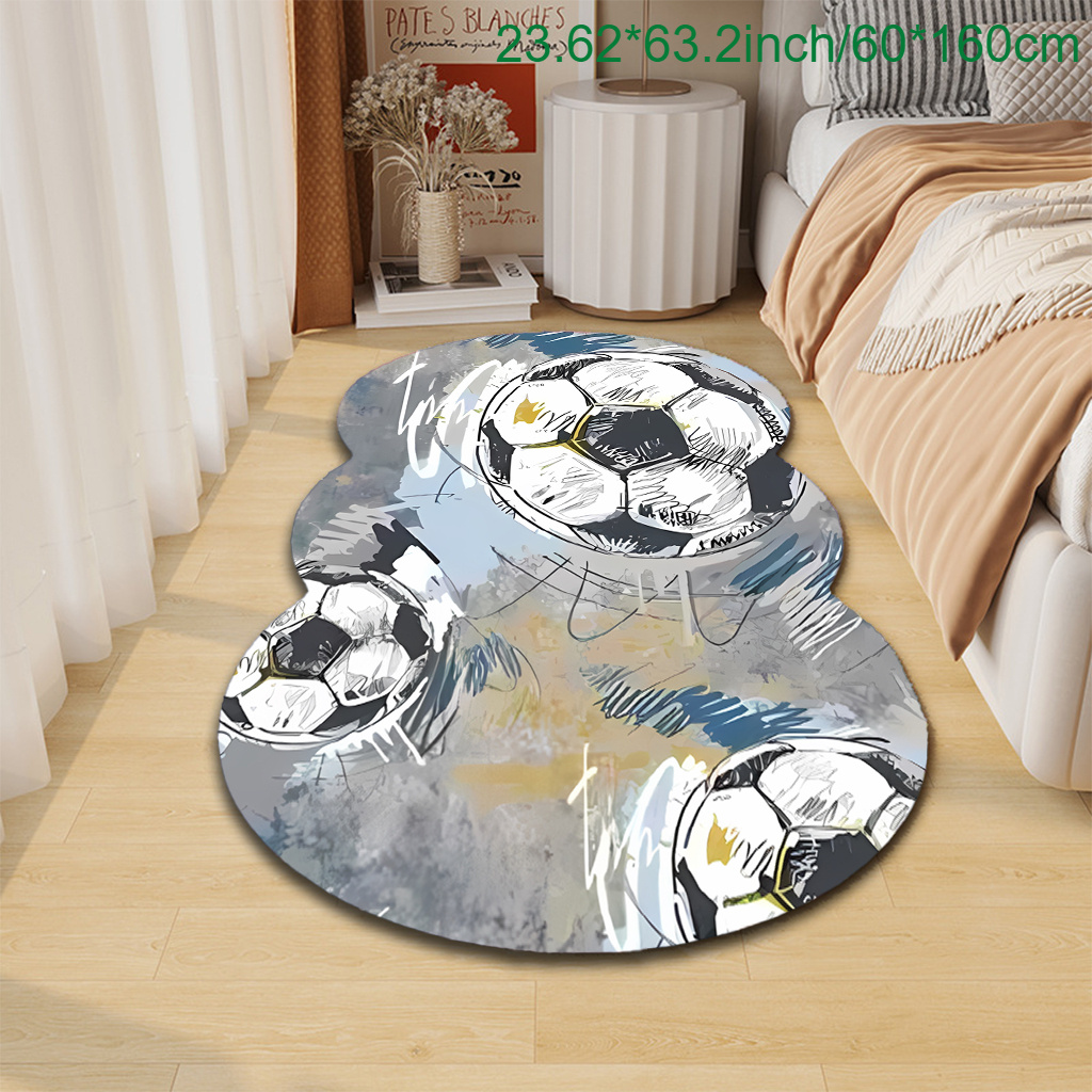TEMU 1 tapis en velours, tapis d'art sur le thème du football, durable et confortable, antidérapant et lavable en machine, adapté à une utilisation