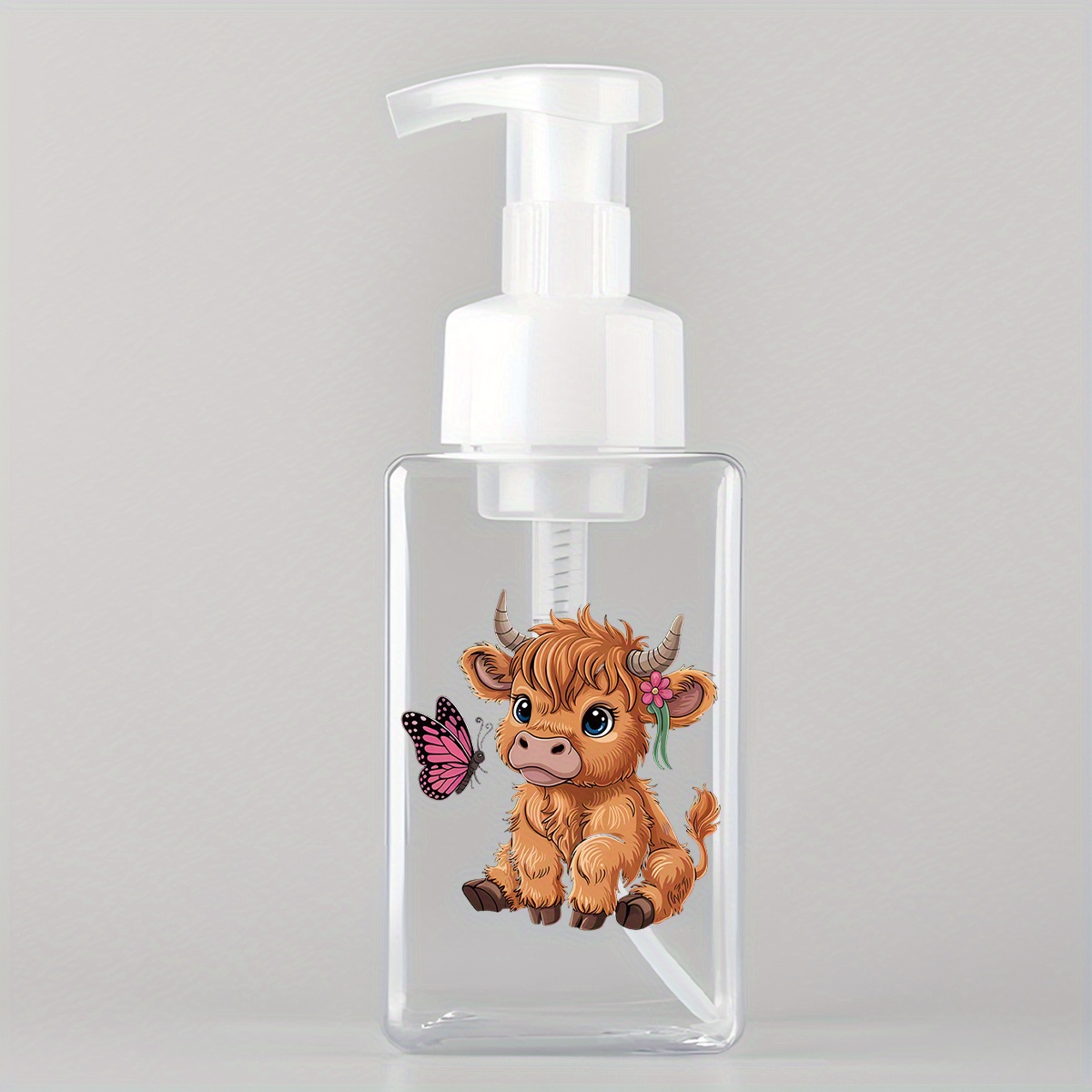 TEMU 1pc 450ml (15oz) Cute Calf Soap Dispenser For Hand Soap, Shampoo, And Shower Gel: Refillable Foam Plastic Pump Bottle Container, Suitable For Bathroom Vanity And Kitchen Sink