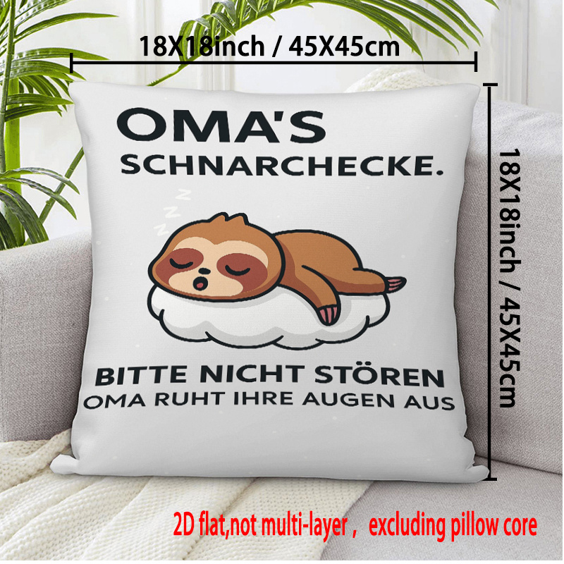 TEMU 2d Flat Print Pillow Cover Snoring Care Pillow Covers 18x18 Inch (45x45cm)/20x20 Inch (50x50cm)/24x24 Inch (60x60cm) A Sloth Sleeping Great For