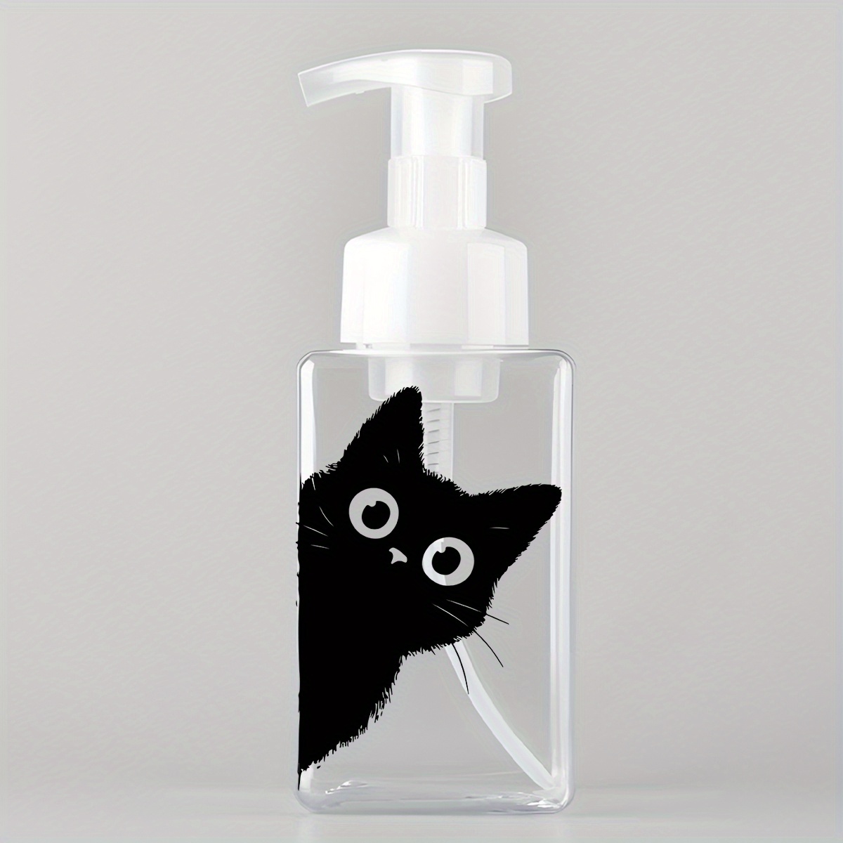 TEMU A Single 450ml (15 Oz) Adorable Black Cat Soap Dispenser Designed For Hand Soap, Shampoo, And Shower Gel: A Refillable Foam Plastic Pump Bottle