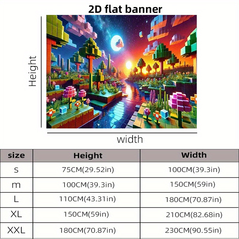 TEMU 2d Flat, 2d Pixel Landscape Pattern Banner, Photography Backdrop, Home Decor, Suitable For Living Room/bedroom/event Parties/office/game Room,