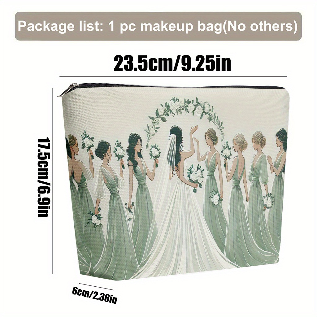 E-shop Make-up-Tasche ., Leinen-Kosmetiktasche mit frisch Verheirateten, umgeben von Brautjungfern, faltbare & tragbare Kulturtasche für Männer &