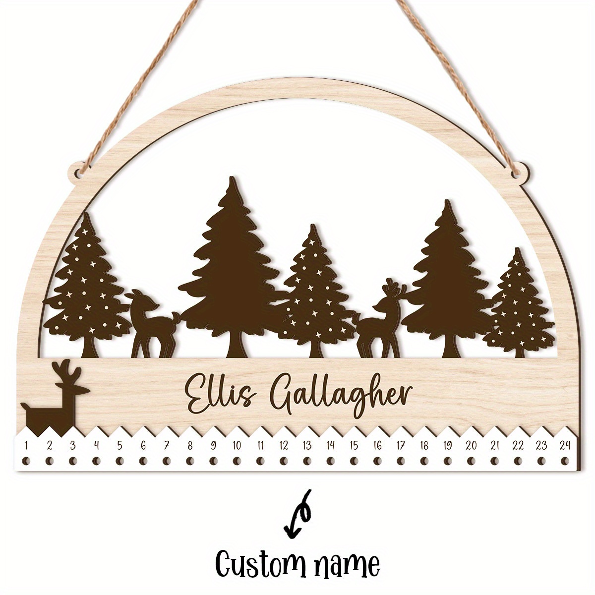TEMU Customizable Name, Double Layer Design, Advent Calendar With Name/personalized Wooden Advent Calendar/christmas Tree/wooden Advent Calendar With