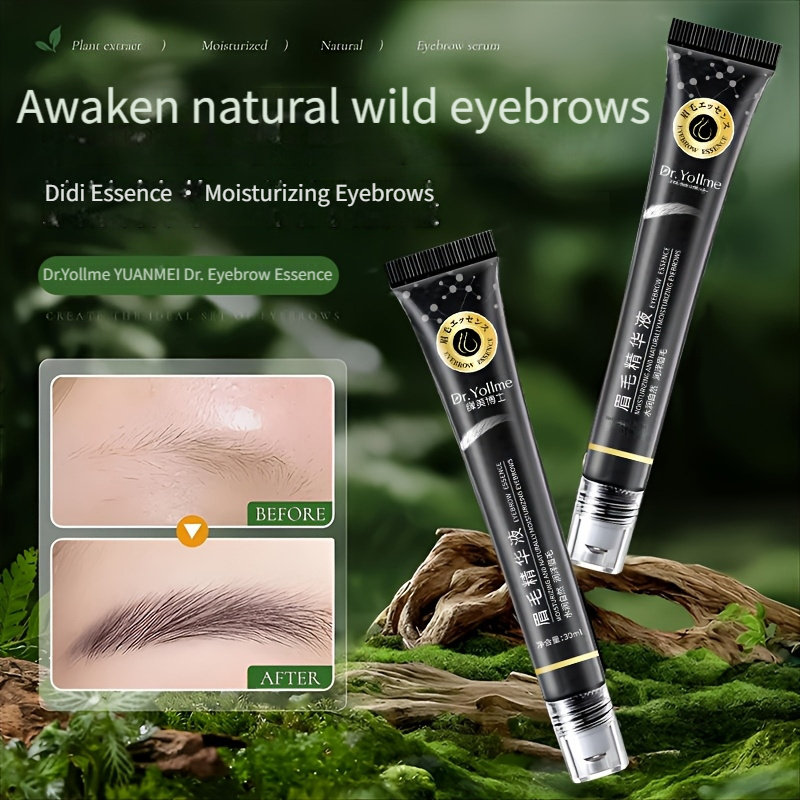 Eyebrow Nourishing Essence, Thickening and Lengthening Eyelash Serum for Sparse or Broken Brows - Unisex Formula with Natural Ingredients to Promote Growth. Waterproof & Long-Lasting Wild Brow Enhancer that Adds Length/Volume in a Low Allergy Risk Design (Fragrance Free). Suitable Even Sensitive Light Beige