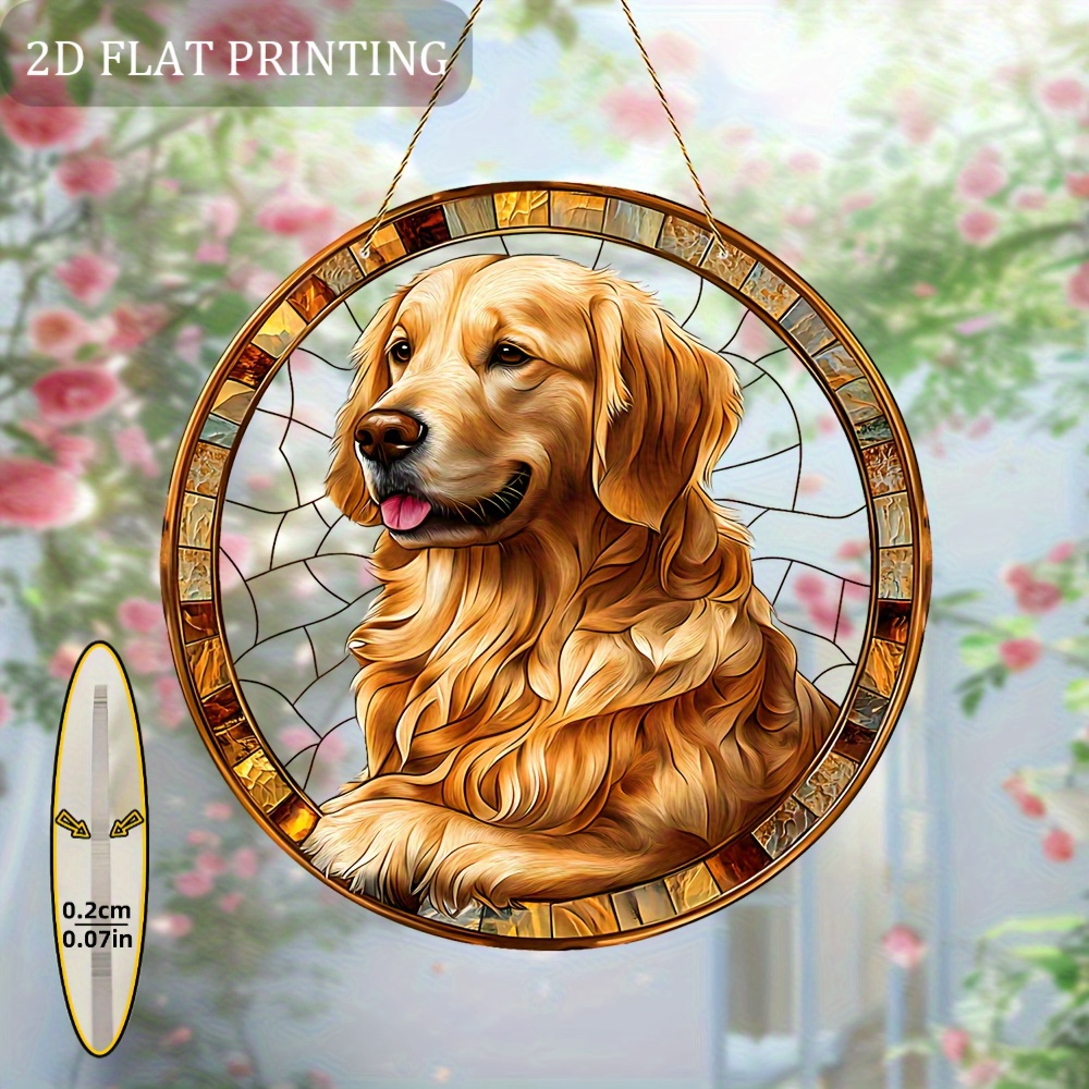 TEMU 2d Flat, 1pc 2d Flat Acrylic Golden Retriever Sun , Garden Decorative Ornament For Festivals And Outdoor Gardens – Gift Idea To Family & , Home