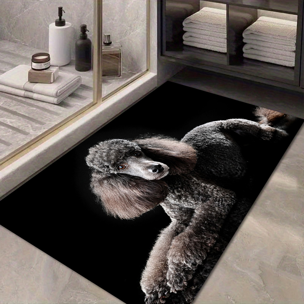TEMU 1pc Poodle Pattern Printed Rug Mat, Suitable For Hallway Rugs/mats, Bedroom Entry Rugs/mats, Bathroom Rugs/mats, Bathroom Entry Rugs/mats,