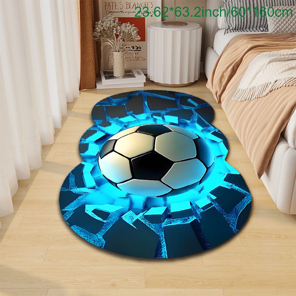 TEMU 1pc Mat, Cool Football Style Lightweight And Comfortable Mat With Anti-slip Feature Machine Washability. Suitable For Indoor/room Use Summer