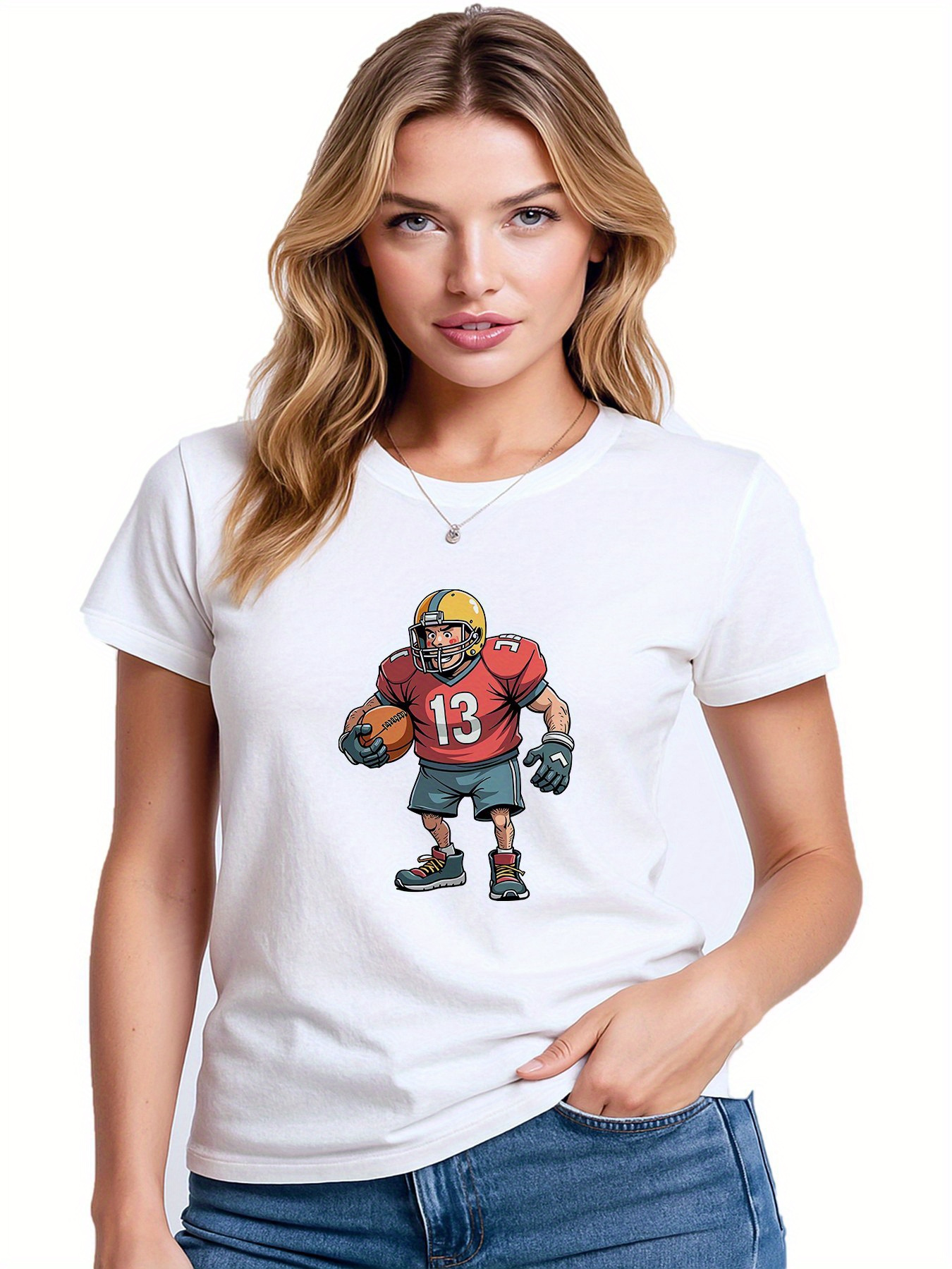 Women's Football Game Day Sweatshirt - Oversized Crewneck, Long Sleeve Graphic Pullover For Fall 2025, Y2K Style