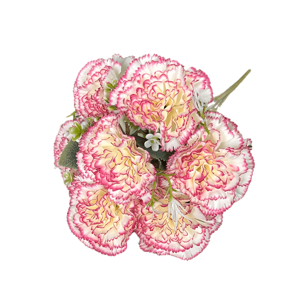 Elegant Artificial Carnation With Accents - And Health, Realistic Plastic Bouquet Suitable For Home Decor, Weddings, And Festive Events | Vase Not Included
