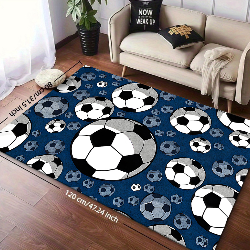 TEMU A Minimalist Sports-style Mat Featuring Trendy Football Elements, Slip-resistant And Easy To Clean, Suitable For Settings Such As , Bedrooms,