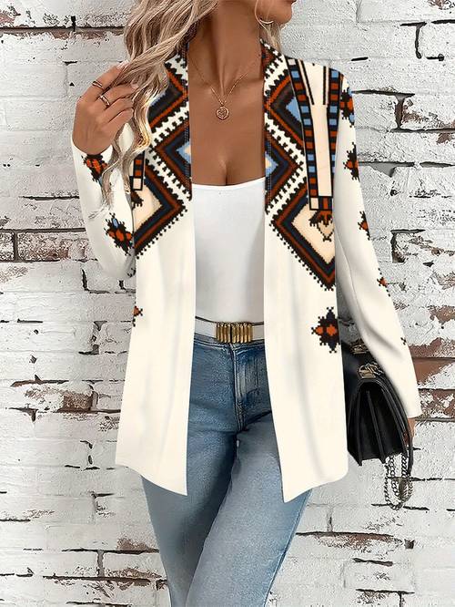 floral pattern bizarre color colorful all over elegant print lightweight open front jacket womens clothing casual jacket 739
