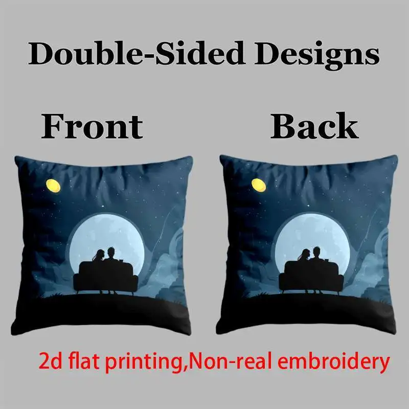 2pcs, couple moonlight pillowcase, double-sided print, 2d printed pillowcase, soft short plush, multiple sizes, machine washable for outdoor/indoor decoration, bedroom, living room, sofa and bed decor, suitable for daily use/ /mother s day/ /halloween/thanksgiving/christmas holiday decorations, fits room types (pillow insert not included) Product details 6