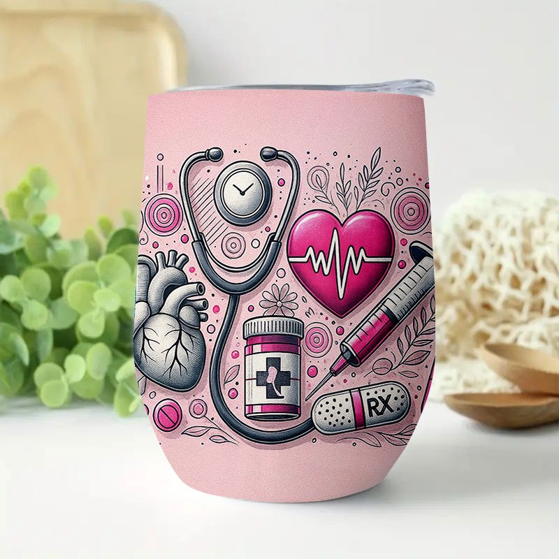 Image of 1pc Medical-themed Stainless Steel Tumbler With Leak-proof Lid - 12oz Coffee Cup & Mug, Medical Icons Design For Healthcare Workers, Doctors, Nurses - Ideal Gift For Tea/coffee Drinkers