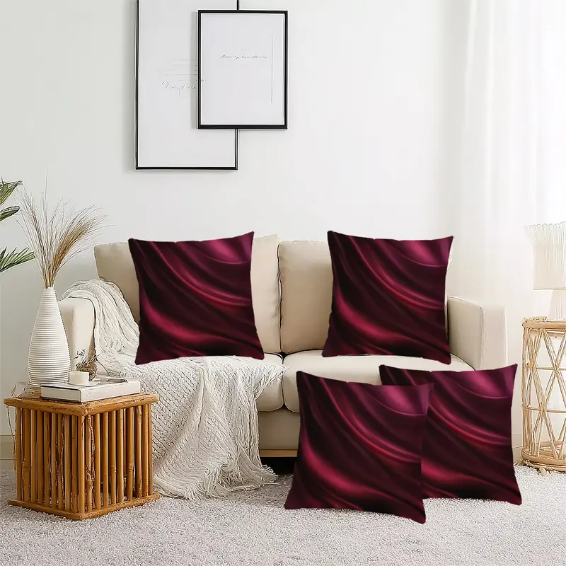 2d flat 4 teiliges kissenbezug set burgunder satin textur 2d