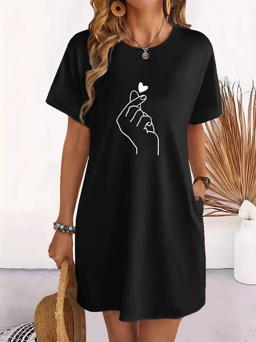 elegant long t shirt with pockets for women featuring a round neck and short sleeves summer and autumn fashion