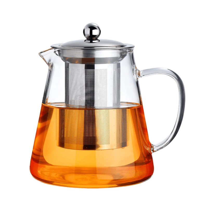 TEMU 1pc Thick High-temperature Resistant Glass Teapot With Stainless Steel Filter, Large Capacity For Herbal Tea, Black Tea, And Flower Tea - Ideal
