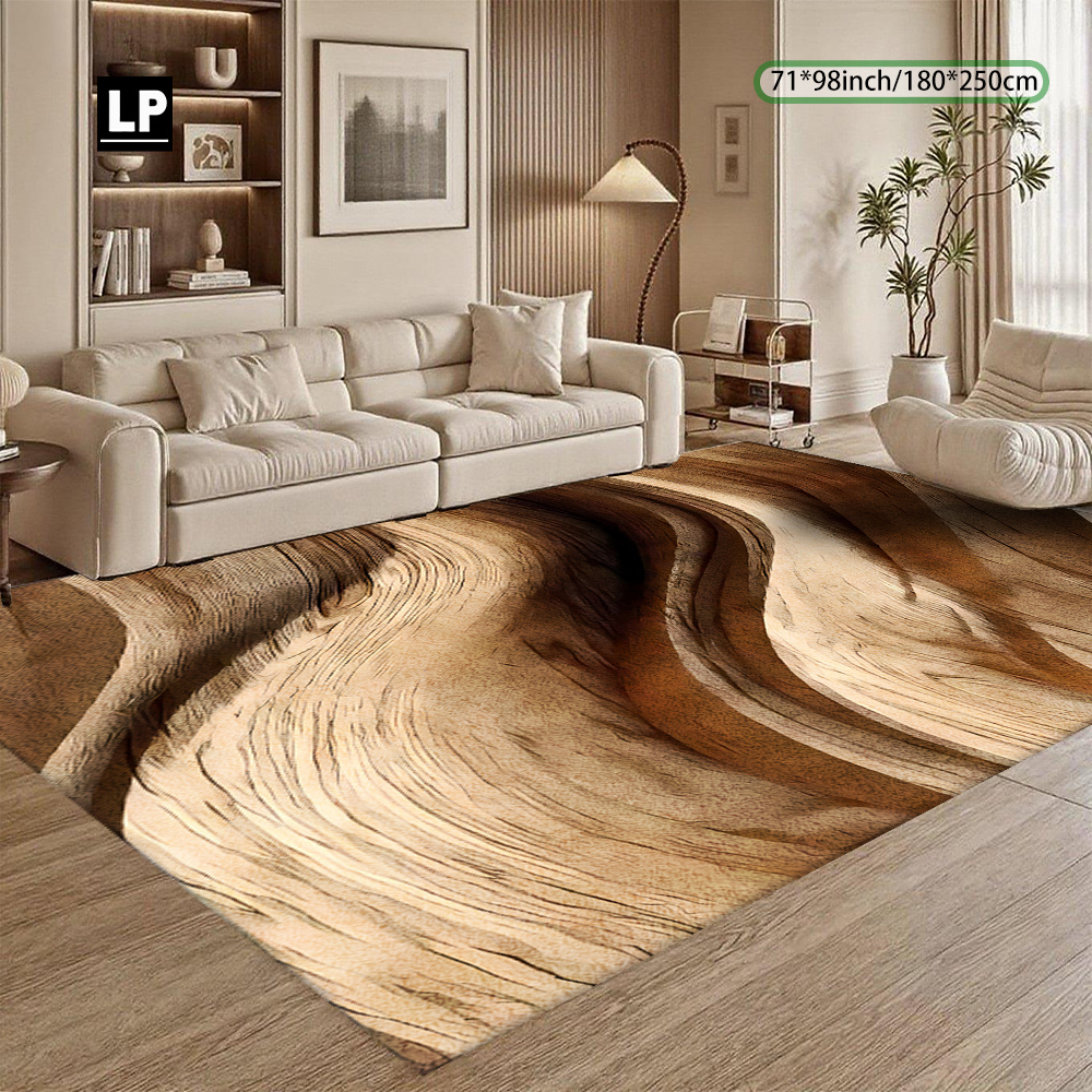 TEMU 850g/ã¡ Velvet Carpet With An Abstract Wave Pattern, Machine Washable And Non-slip, Thick And Durable, , Suitable For Living Room, Bedroom,