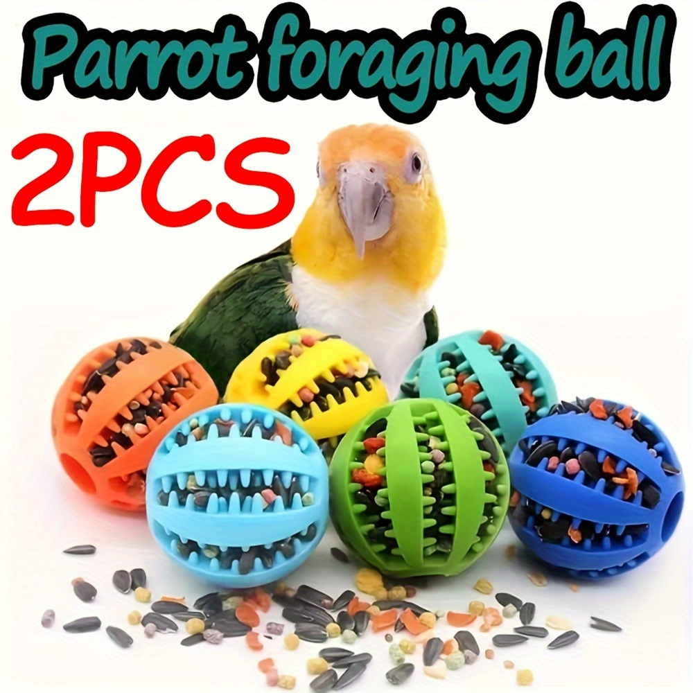 Image of 2pcs Silicone Bird Foraging Balls - Interactive Parrot Foraging Toys For Medium & Birds, Perfect Enrichment Toy For Parrots, Cockatiels & Lovebirds Random Colors