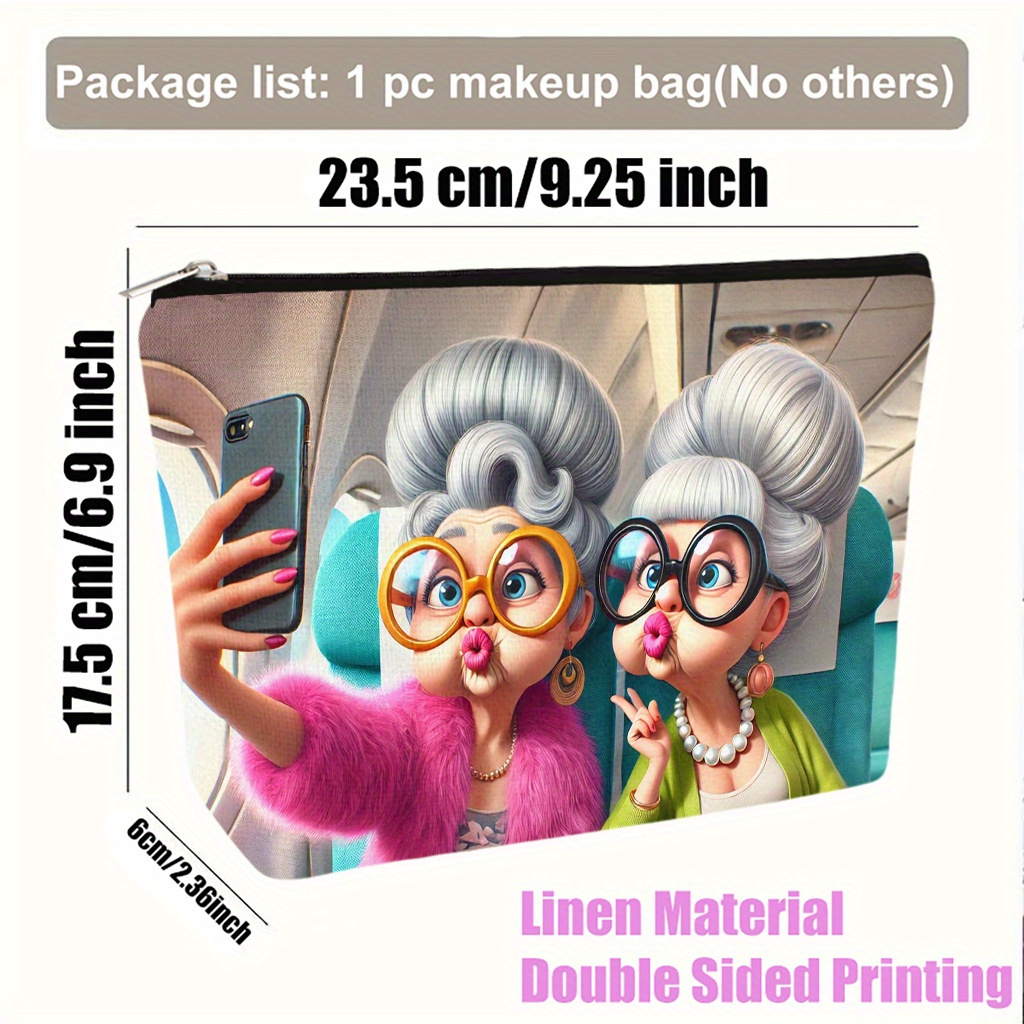 Image of Cosmetic Bag 1pc, Travel Selfie On Plane Makeup Bag, Clutch, Toiletry Bag, Pen Case, Gift Bag, For Mothers, Daughters, , Teachers, Essential For Graduation, And Holidays