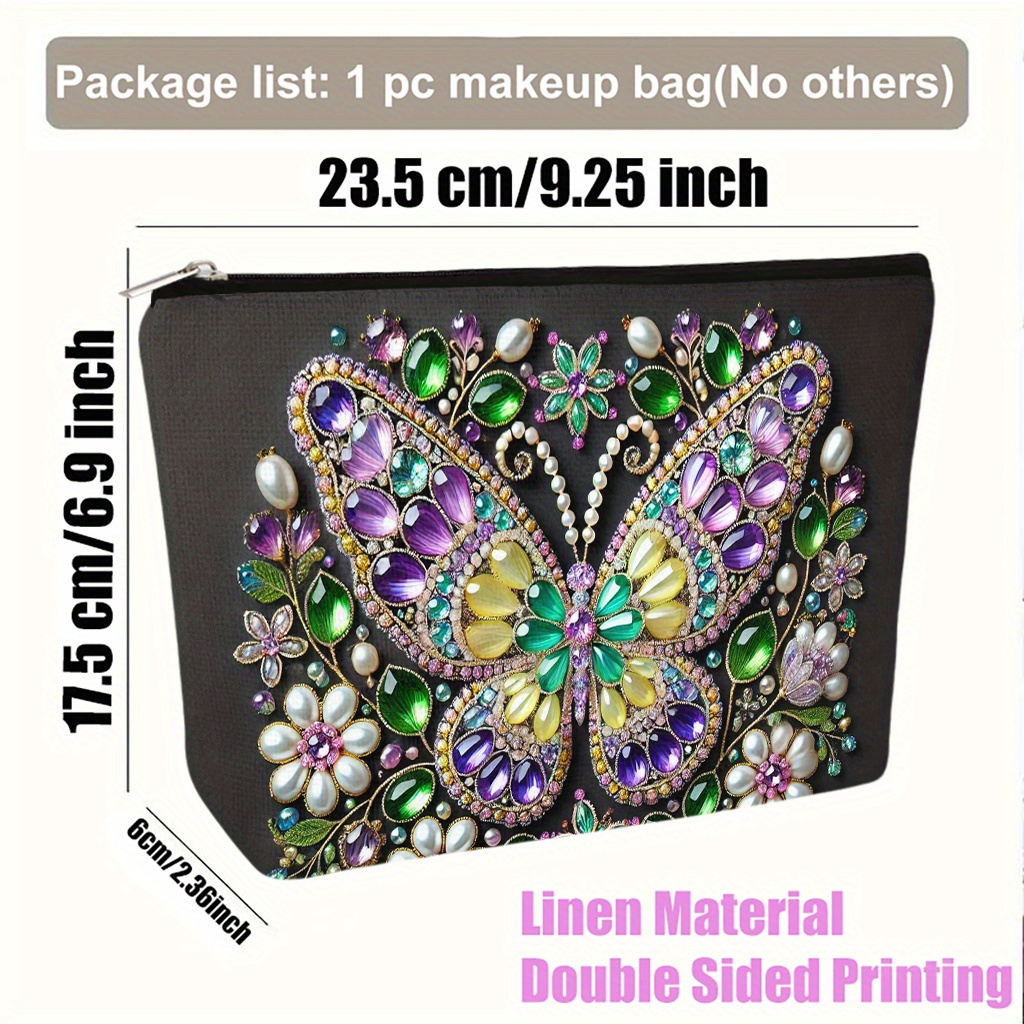 TEMU Una Neceser con Diseño de y Flores para Joyería, Ideal como Bolso de Cosméticos, Clutch, Neceser de , Estuche para Lápices o Bolsa de Regalo. Un