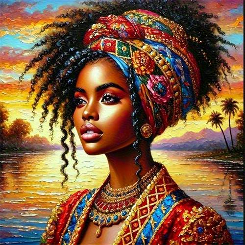 elegant african woman diamond painting kit 5d diamond unframed home wall decor perfect gift 40 01x40 01cm or 50 04x50 04cm
