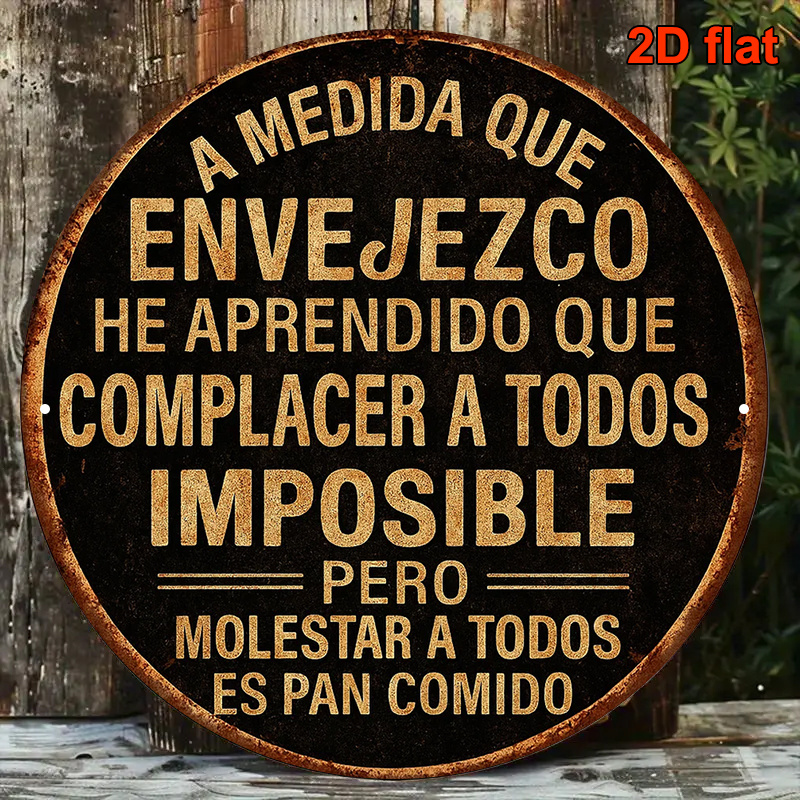 TEMU 2D, 2D, 1 pieza de decoración de pared con eslogan humorístico bilingüe español/inglés de estilo vintage - "Es imposible a , pero es fácil