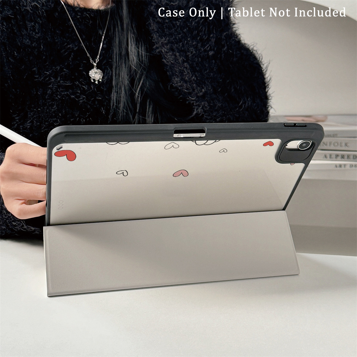 iPad Air 6/5/4 & iPad 10/Pro 2024/2025 Case with Cute Cat & Heart Design, Smart Cover with Keyboard Slot, Pastel Colors (/Beige/Turquoise) - Compatible with iPad Pro M3/A16, Travel-Friendly Protective Cover for Work, Home & Relaxation, Tablet Accessory for Women & Girls, Smart Case with Built-in Stand & Auto Wake/Sleep, Ideal for iPad Air 6/5/4 & iPad 10