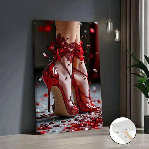 large wall art red high heels wood framed wrapped canvas print shoe red sole heel 16x24 inch 60 96x91 44cm large size womens for living room office contemporary glossy poster suitable for home and office modern