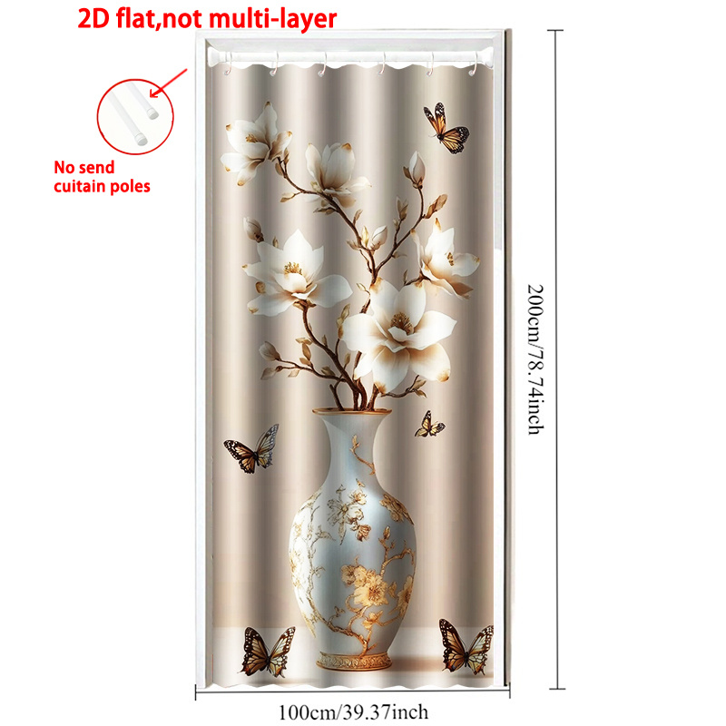 TEMU Modern Semi-sheer Suitable For - 2d Flat Print Kite-themed Door Curtain With Grommet Top, Solid Color Kite Flying - Install Hand Washable