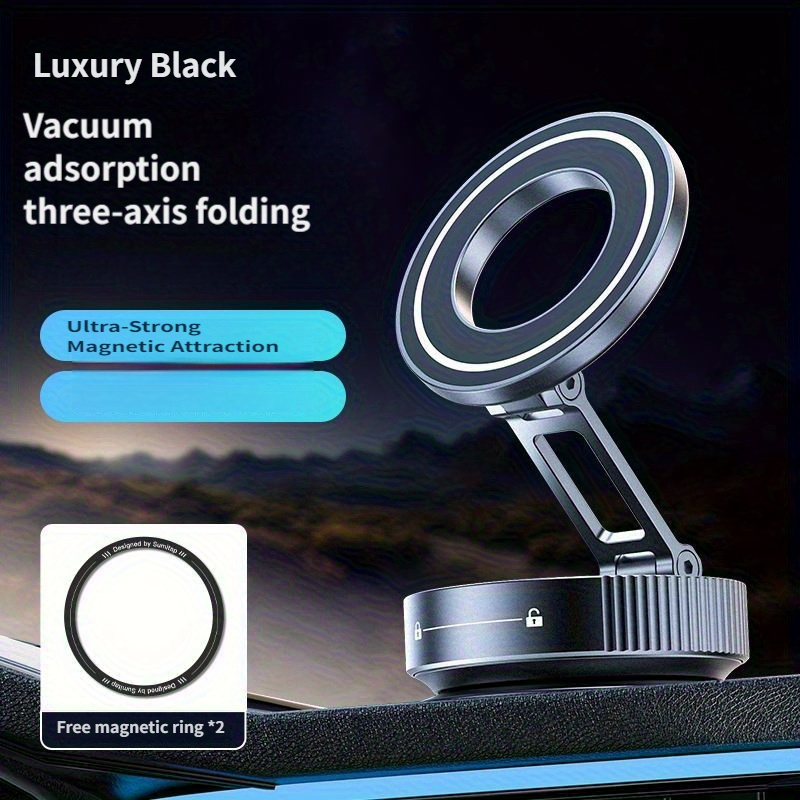 TEMU Magnetic Car Phone Holder With 360° Rotatable Adjustable Dashboard/desk Mount - Suction Cup Compatible For Smartphones,, Tablets (plastic) - For