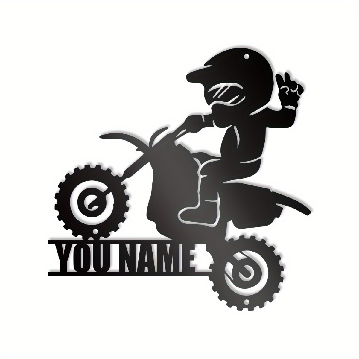 TEMU 1pc Personalized Motorcycle Boy Name/number Plate - Custom Motorbike Rider Sign With Name & Initials, Durable Iron Wall-mounted Decoration For,