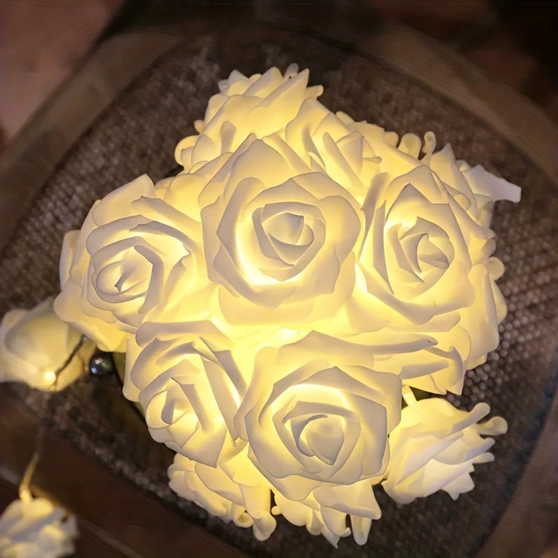 1 Stück Led atmosphärenlampe Drei Rosen Künstliche Rose In - Temu