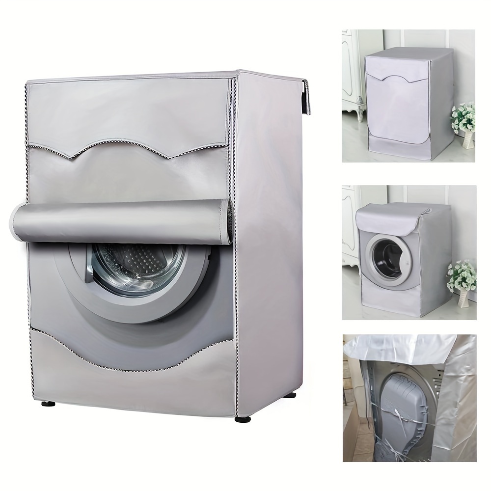 Washing Machine Cover Coated Waterproof Silver Fabric Sunscreen Roller  Dustproof Case Funda Lavadora