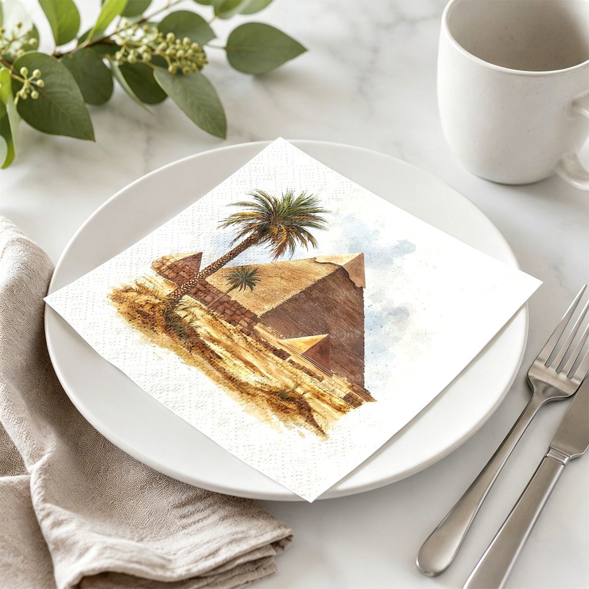 TEMU 20 feuilles de serviettes de table décoratives imprimées Pyramide Égyptienne, parfaites pour les anniversaires, les fêtes, les et pour créer une