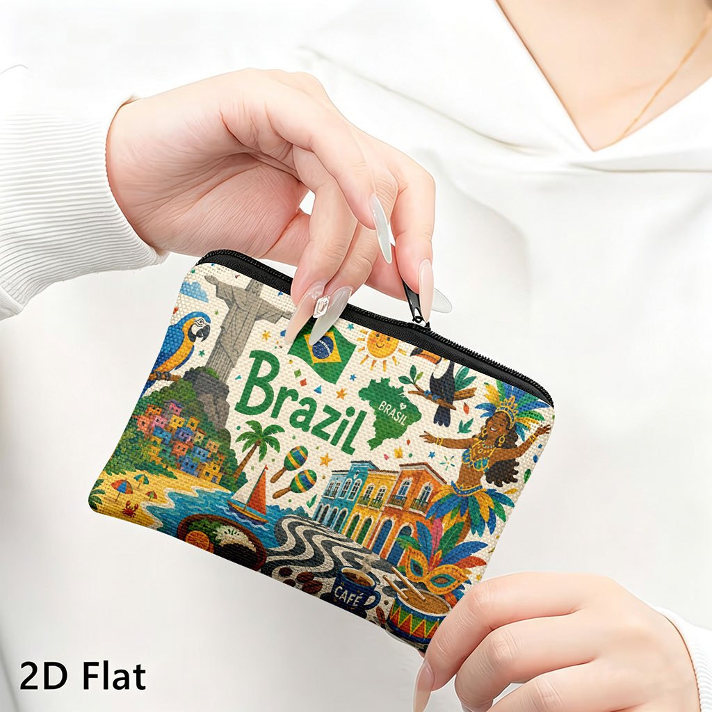 TEMU 1pc Coin Purse, Brazilian , A Portable Pouch With Fun Double-sided Printing. Storing , Keys, Cards, And Earphones. A Compact Cosmetic Bag, Small