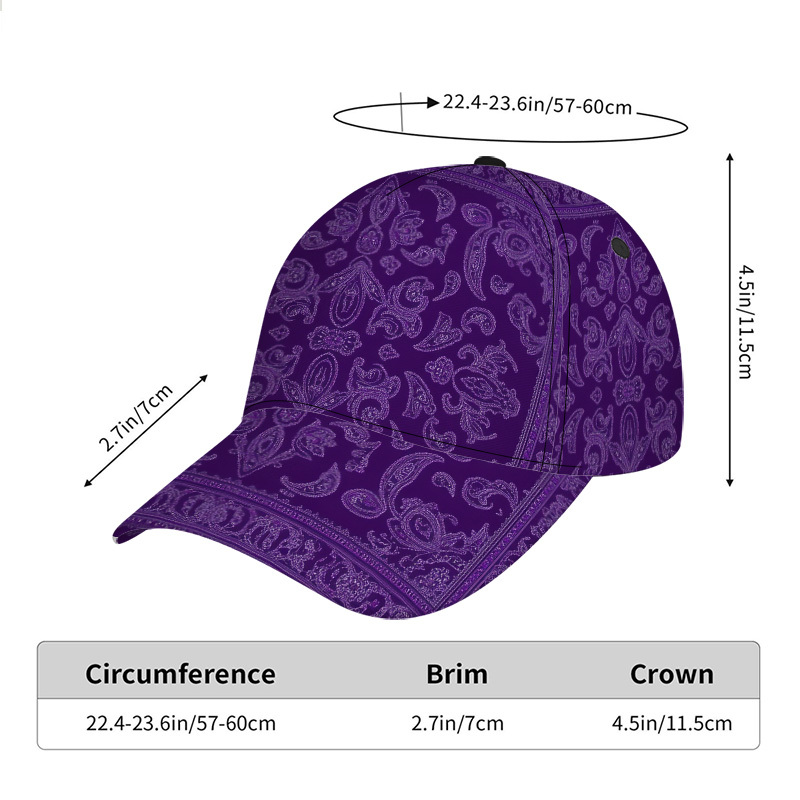 TEMU 1pc Purple Paisley Classic Baseball Cap, Sun Hat For Casual Relaxation & Urban Trips, Chic , Versatile For Everyday Outfits, Print Detail, Ideal