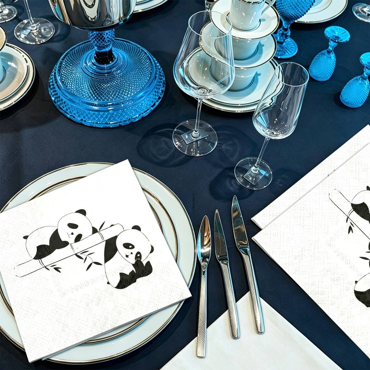 20 serviettes panda pour fête prénuptiale, anniversaires et  ,   à double couche pour répondre aux besoins variés dévénements et de décorations de fêtes