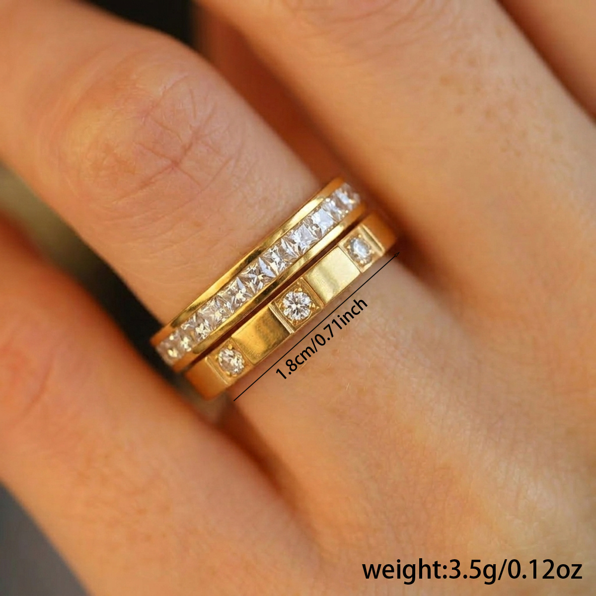Set of Two Unique Double-Ring Stainless Steel Rings, Gift