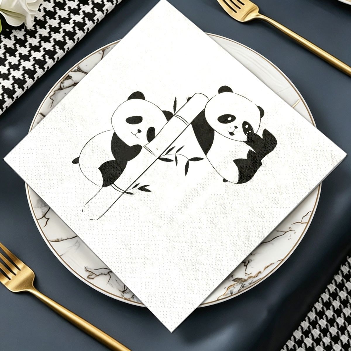 photo de l'article 20 serviettes panda pour fête prénuptiale, anniversaires et  ,   à double couche pour répondre aux besoins variés dévénements et de décorations de fêtes